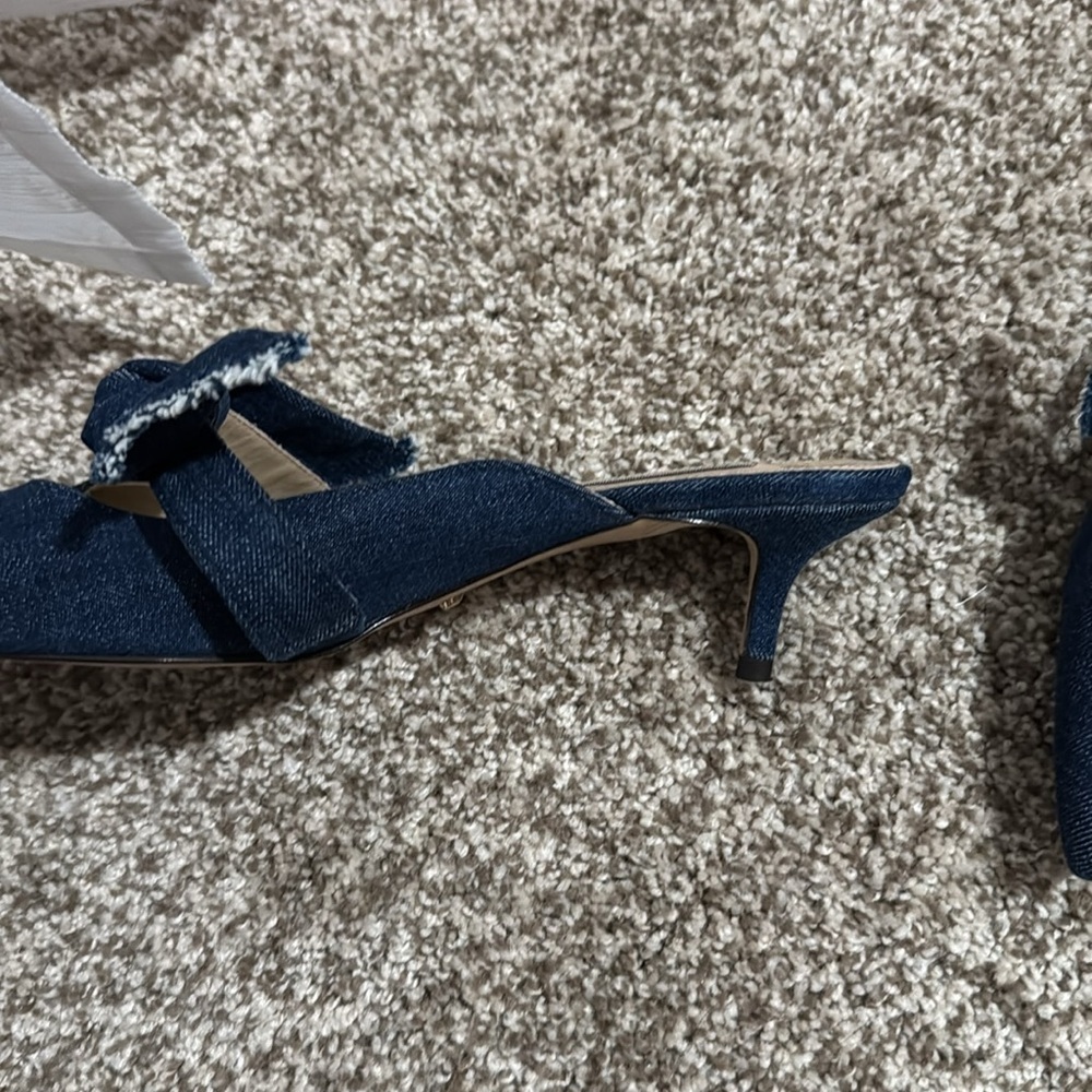Massimo Dutti Brand New 40 Kitty Heels Denim - Picture 3 of 3